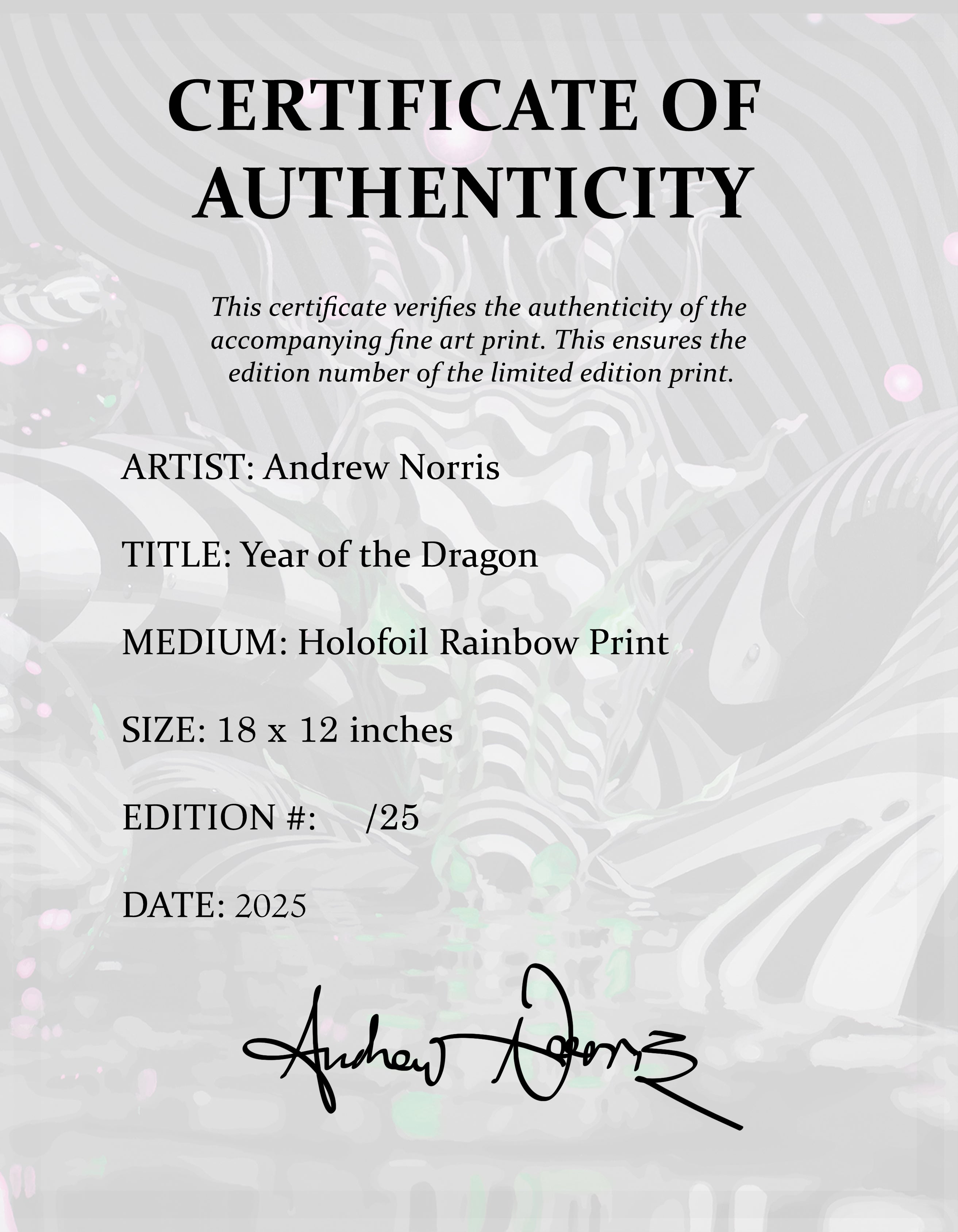 Year of the Dragon Limited Edition Holofoil Rainbow Print