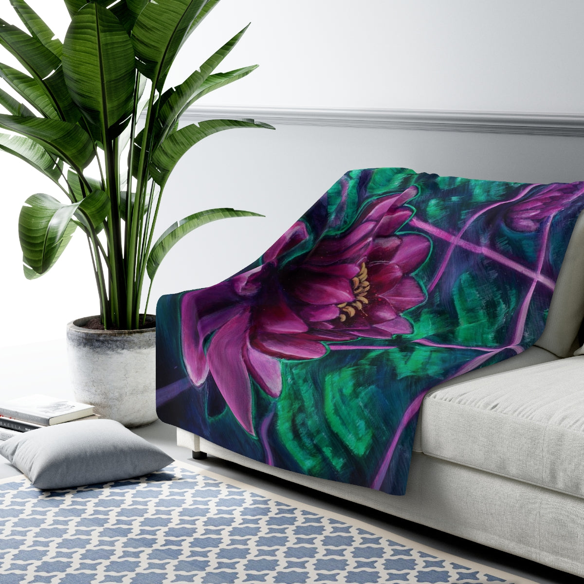 Space Lotus Sherpa Fleece Blanket
