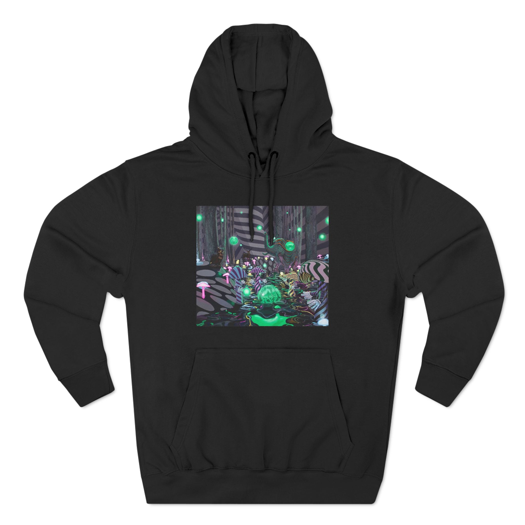 Forest Family Fleece Hoodie - Fantastical Op-Art Space Design