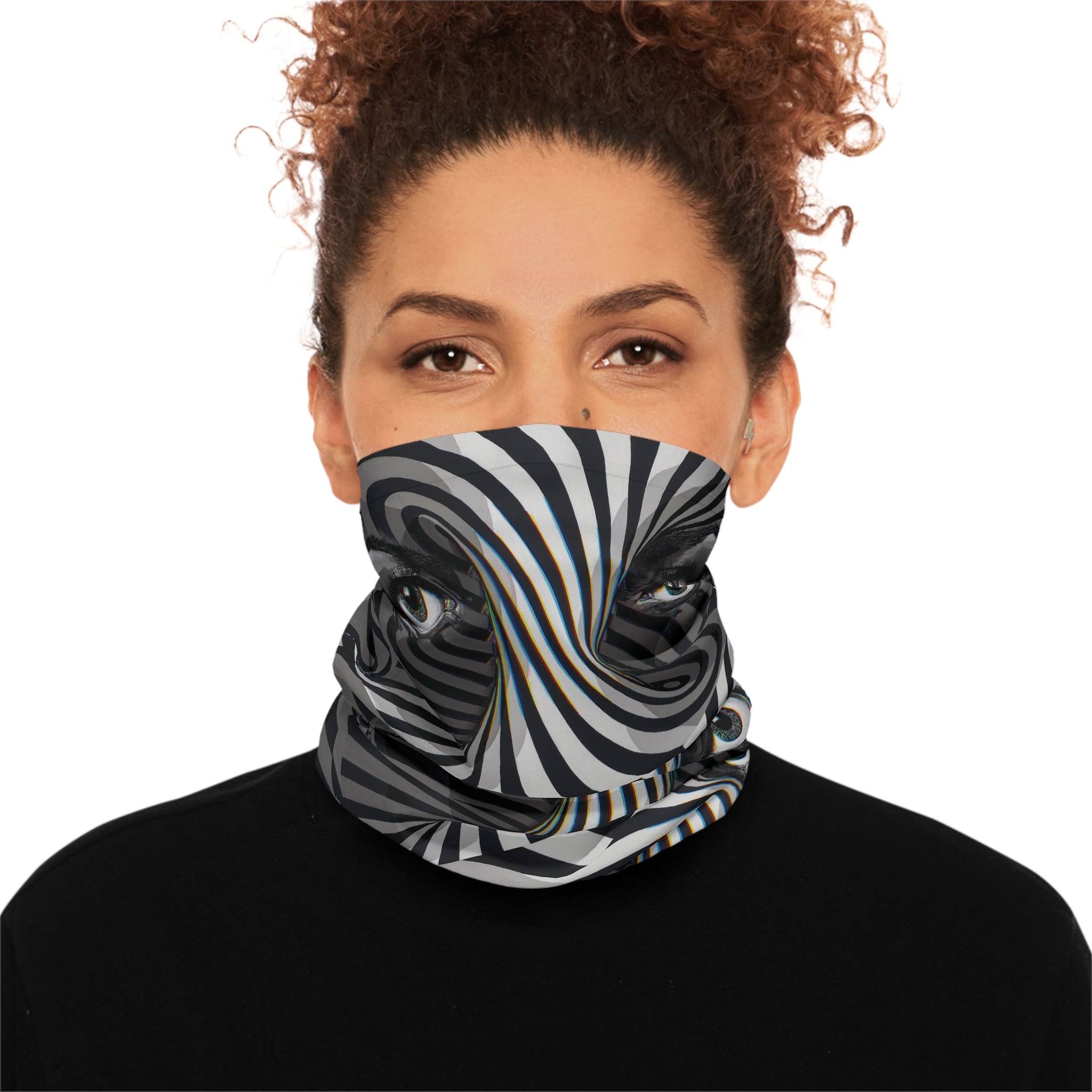 Psychedelic Swirl Neck Gaiter — Abstract Optical Illusion Face Mask