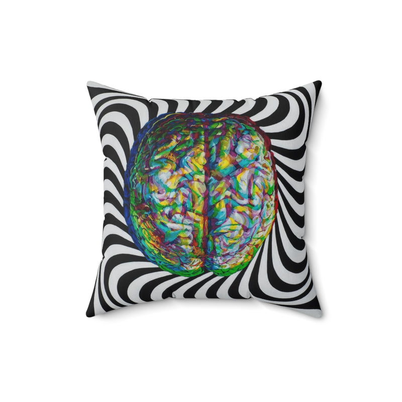Trippy Brain Faux Suede Square Pillow