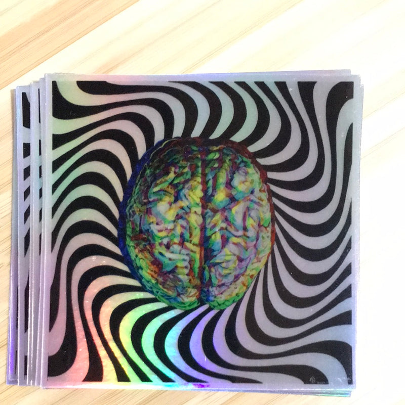 Trippy Brain Holographic Sticker
