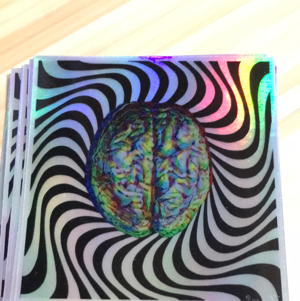 Trippy Brain Holographic Sticker